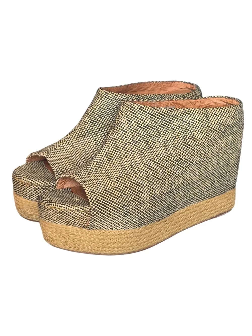 Vintage Jeffrey Campbell Havana Last Woven Jute Peep Toe Platform Wedge 10M Boho